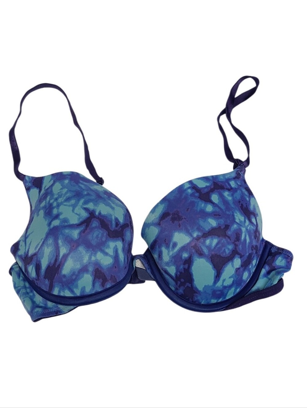 Pink Victoria's Secret Underwire blue tie dye push-up bra size 34B
